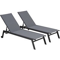 sweeek - 2er-Set Sonnenliegen, Multiposition mit Rädern Anthrazit / Taupe-Grau sweeek - 2er-Set Sonnenliegen, Multiposition mit Rädern Anthrazit / Taupe-Grau von SWEEEK