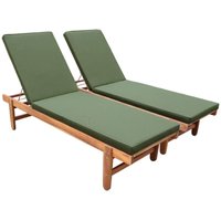 sweeek - 2er-Set Sonnenliegen aus Akazienholz mit Rädern von SWEEEK