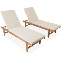sweeek - 2er-Set Sonnenliegen aus Akazienholz mit Rädern von SWEEEK