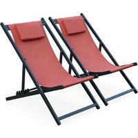 sweeek - 2er-Set Sonnenliegen aus Aluminium, mehrfach verstellbar von SWEEEK