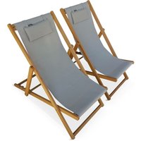 sweeek - 2er-Set Sonnenliegen aus Eukalyptus und Textilene von SWEEEK