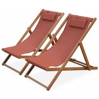 sweeek - 2er-Set Sonnenliegen aus Eukalyptus und Textilene von SWEEEK