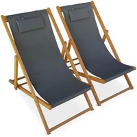 Sweeek - 2er-Set Sonnenliegen aus Eukalyptus und Textilene von SWEEEK