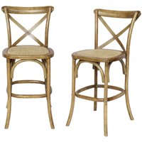 sweeek - 2er-Set Vintage Bistro-Barhocker aus Holz von SWEEEK