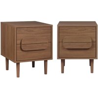 sweeek - 2er-Set Vintage-Nachttische im Holzlook mit 2 Schubladen sweeek - 2er-Set Vintage-Nachttische im Holzlook mit 2 Schubladen von SWEEEK