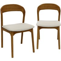 sweeek - 2er-Set Vintage-Stühle aus Heveaholz mit Stoffbezug Nussbaumfarben / Beige von SWEEEK