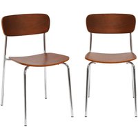 sweeek - 2er-Set Vintage Stühle aus Metall und Sperrholz Verchromt / Nussbaum von SWEEEK