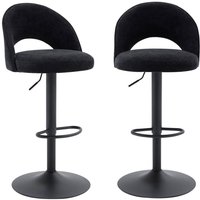 sweeek - 2er-Set höhenverstellbare Barhocker mit schwarzem Gestell und Stoffbezug sweeek - 2er-Set höhenverstellbare Barhocker mit schwarzem Gestell und Stoffbezug von SWEEEK