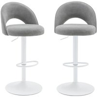 sweeek - 2er-Set höhenverstellbare Barhocker mit weißem Gestell und Stoffbezug sweeek - 2er-Set höhenverstellbare Barhocker mit weißem Gestell und Stoffbezug von SWEEEK