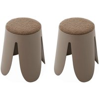 sweeek - 2er Set stapelbare Hocker, strukturierter Bouclébezug von SWEEEK