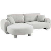 sweeek - 3-Sitzer Ecksofa Recamiere links mit Stoffbezug, runde Füße, Stoff, Hellgrau von SWEEEK