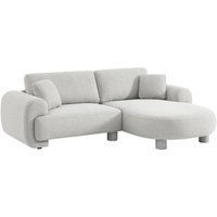 sweeek - 3-Sitzer Ecksofa Recamiere rechts mit Stoffbezug, runde Füße, Stoff, Hellgrau von SWEEEK