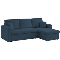 sweeek - 3-Sitzer Ecksofa mit Schlaffunktion, Cord, Blau sweeek - 3-Sitzer Ecksofa mit Schlaffunktion, Cord, Blau von SWEEEK