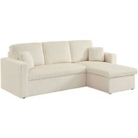 sweeek - 3-Sitzer Ecksofa mit Schlaffunktion und breit geripptem Bezug mit Fell-Optik sweeek - 3-Sitzer Ecksofa mit Schlaffunktion und breit geripptem Bezug mit Fell-Optik von SWEEEK