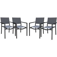 sweeek - 4er-Set Gartenstuhl stapelbar Aluminium und Textilene sweeek - 4er-Set Gartenstuhl stapelbar Aluminium und Textilene von SWEEEK