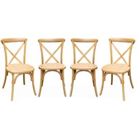 sweeek - 4er-Set Vintage Bistro-Stühle aus Holz mit Rattan von SWEEEK
