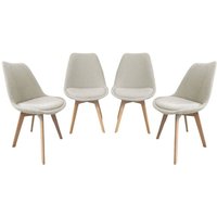 sweeek - 4er-Set skandinavische Stühle aus Buchenholz und strukturiertem Bouclé-Bezug sweeek - 4er-Set skandinavische Stühle aus Buchenholz und strukturiertem Bouclé-Bezug von SWEEEK