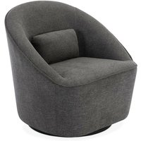 sweeek - Drehsessel 360 mit Kissen, Stoffbezug LANA, Polyester, Dunkelgrau von SWEEEK
