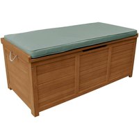 sweeek - Gartentruhe aus Holz 200L 125 X 60 cm Holzfarben / Salbeigrün von SWEEEK