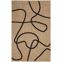 sweeek - Indoor Teppich mit Jute-Optik, schwarzes grafisches Reliefmuster sweeek - Indoor Teppich mit Jute-Optik, schwarzes grafisches Reliefmuster von SWEEEK