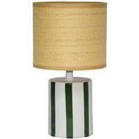 sweeek - Indoor-Tischlampe Keramik Lampenschirm mit Rattanoptik H 28 cm sweeek - Indoor-Tischlampe Keramik Lampenschirm mit Rattanoptik H 28 cm von SWEEEK