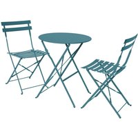 sweeek - Klappbarer Bistro-Gartentisch aus Metall Ø60 cm mit 2 Stühlen von SWEEEK