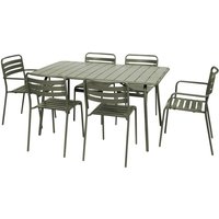 sweeek - Klappbarer Gartentisch aus Stahl mit 2 Sesseln und 4 Stühlen von SWEEEK