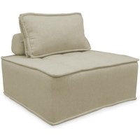 sweeek - Modulierbarer Sessel ohne Armlehne, kapitoniert und mit Paspeln , Stoff, Beige sweeek - Modulierbarer Sessel ohne Armlehne, kapitoniert und mit Paspeln , Stoff, Beige von SWEEEK