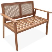 sweeek - Outdoor-Bank 2-Sitzer Akazie Rückenlehne Rohrgeflecht von SWEEEK