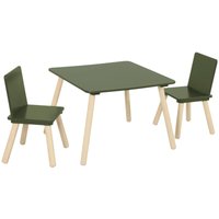 sweeek - Quadratischer Kindertisch mit 2 Stühlen, Beine aus Kiefer von SWEEEK