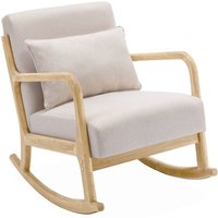 sweeek - Schaukelstuhl skandinavisches Design Holz und Stoff, Polyester, Beige von SWEEEK