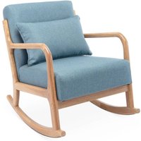 sweeek - Schaukelstuhl skandinavisches Design Holz und Stoff, Polyester, Blau von SWEEEK