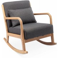sweeek - Schaukelstuhl skandinavisches Design Holz und Stoff, Polyester, Dunkelgrau von SWEEEK