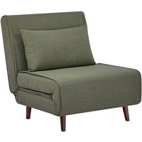 sweeek - Sessel mit Holzgestell und Schlaffunktion für 1 Person, Polyester, Khaki von SWEEEK