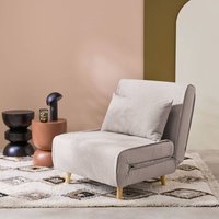 sweeek - Sessel mit Holzgestell und Schlaffunktion für 1 Person, Stoff, Beige von SWEEEK