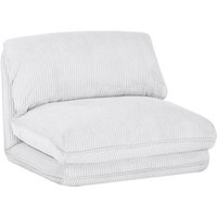 sweeek - Sessel mit Schlaffunktion und breit geripptem Cordbezug , Cord, Antikweiß von SWEEEK