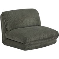 sweeek - Sessel mit Schlaffunktion und breit geripptem Cordbezug , Cord, Khaki von SWEEEK