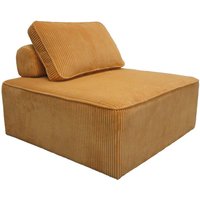 sweeek - Sessel ohne Armlehne mit Cordbezug für ein modulares Sofa, Cord, Senfgelb von SWEEEK