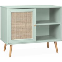 sweeek - Sideboard mit Rattangeflecht 80 x 39 x 65,8 cm - Seladon Grün von SWEEEK