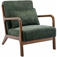 sweeek - Skandinavischer Sessel, Samtbezug und Hevea-Holz, nussbaumfarben, Samt, Khaki von SWEEEK