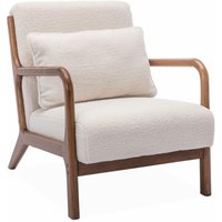 sweeek - Skandinavischer Sessel Hevea-Holz mit Bouclé-Bezug von SWEEEK