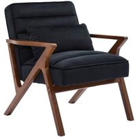 sweeek - Skandinavischer Sessel aus Hevea-Holz und Samt, Samt, Schwarz von SWEEEK