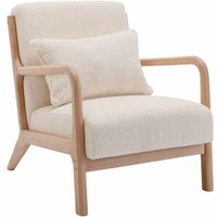 sweeek - Skandinavischer Sessel aus Holz mit strukturiertem Bouclé-Bezug von SWEEEK
