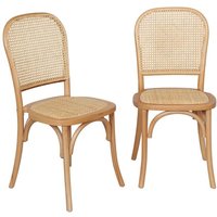 sweeek - 2er-Set Vintage-Stühle aus Holz und Rohrgeflecht von SWEEEK
