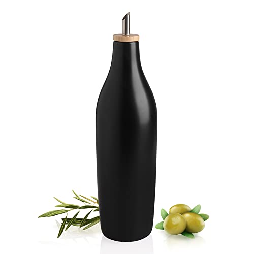 SWEEJAR Keramik-Olivenöl-Spenderflasche, blickdichte Öl-Menage schützt Öl, um Oxidation zu reduzieren, geeignet für die Aufbewahrung von Öl, Kaffeesirup und anderen Flüssigkeiten, 1 Packung (schwarz) von SWEEJAR