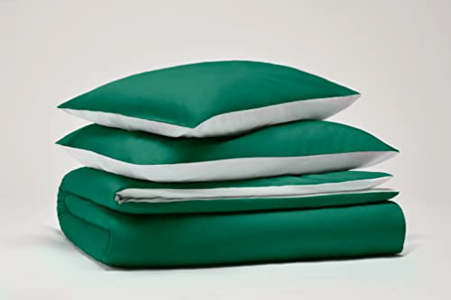 SWEET HOME Pantone™ - Bettwäsche-Set für Doppelbett, 255 x 200 cm, 100% Baumwolle, Perkal 200, Fadenzahl 2, zweiseitig, Grün/Weiß von SWEET HOME