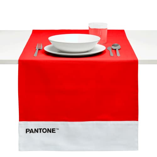 Pantone™ Moderner Tischläufer aus 100 % Baumwolle, 220 g, weich und strapazierfähig, ideal für Küchenzubehör und Tischsets aus Stoff, 45 x 145 cm, Rot von SWEET HOME