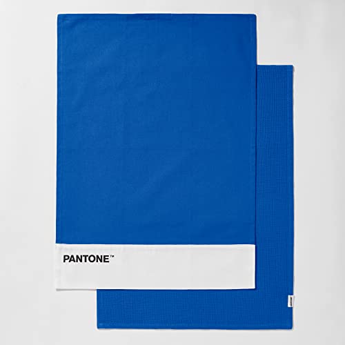 SWEET HOME Pantone™ Geschirrtücher, 50 x 70 cm, 100% Baumwolle, 220 g, einfarbig, mit Logo und 1 Beesnest, Blau, 2 Stück von SWEET HOME