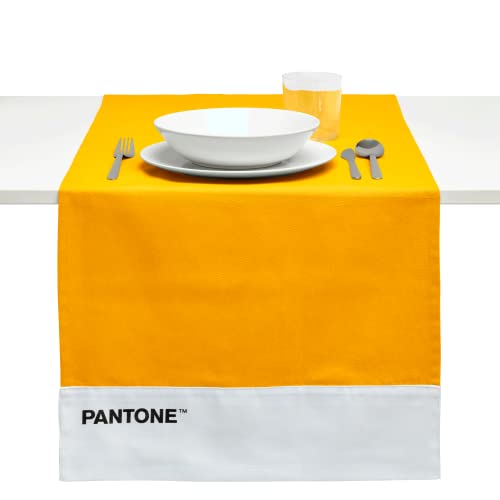 Pantone™ Moderner Tischläufer aus 100 % Baumwolle, 220 g, weich und strapazierfähig, ideal für Küchenzubehör und Tischsets aus Stoff, 45 x 145 cm, Gelb von SWEET HOME
