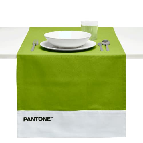 Pantone™ Moderner Tischläufer, 100 % Baumwolle, 220 g, weiche und strapazierfähige Tischdecke, ideal für Küchenzubehör und Tischsets aus Stoff, 45 x 145 cm, Hellgrün von SWEET HOME